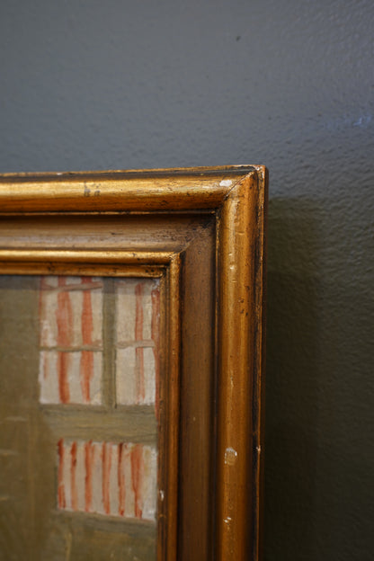 20th Century Monogrammed Interior Oil Painting