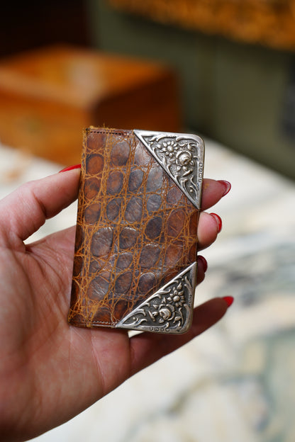 Antique Edwardian Sterling Silver Corner Coin Case