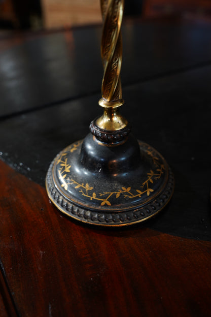 Pair of Antique Victorian Black and Gilt Candlestick