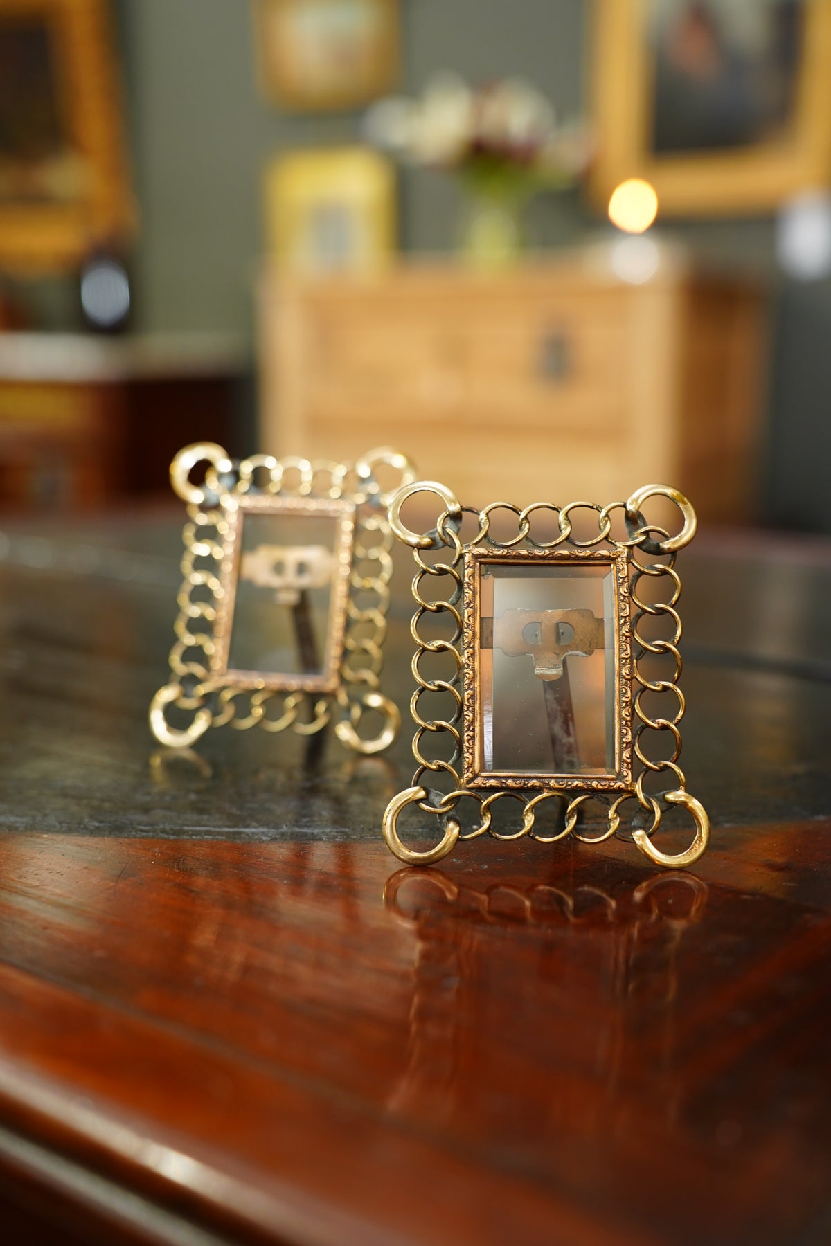 Antique Mini Brass Ring Picture Frame
