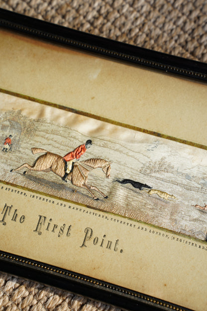 Antique Stevengraph Woven Silk Hunting Picture, The First Point