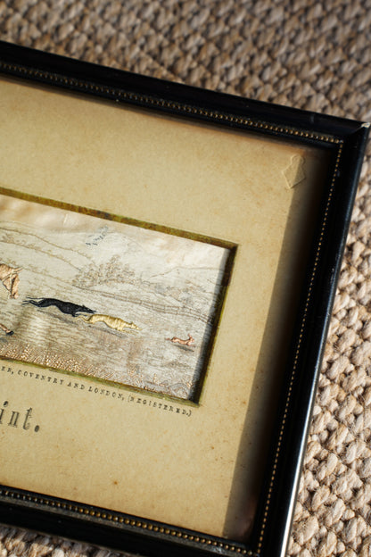 Antique Stevengraph Woven Silk Hunting Picture, The First Point
