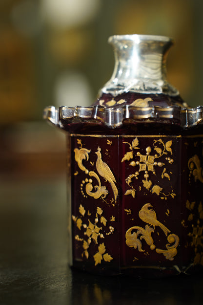 Antique Ruby Glass Gilt Scent Bottle