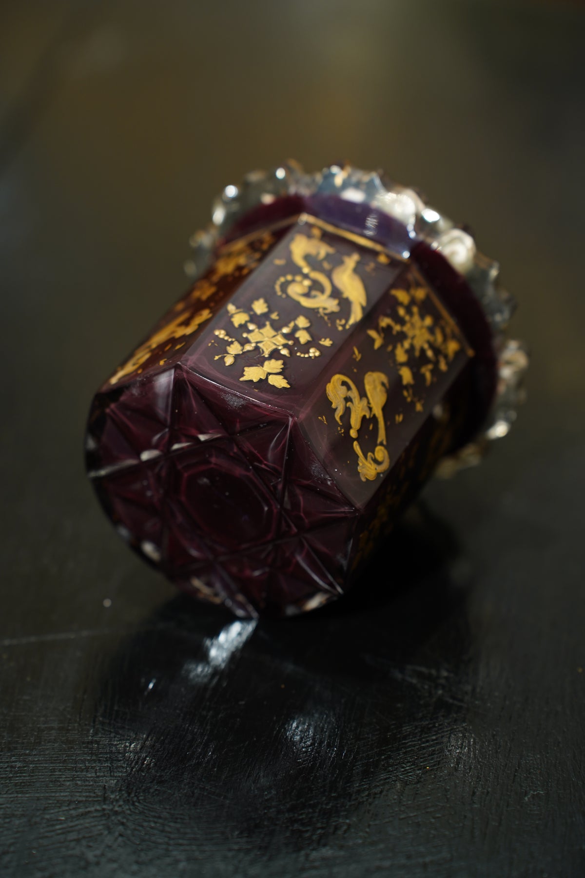 Antique Ruby Glass Gilt Scent Bottle