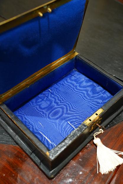 Antique Jewelry Box with Agate Stones, Ca. 1870