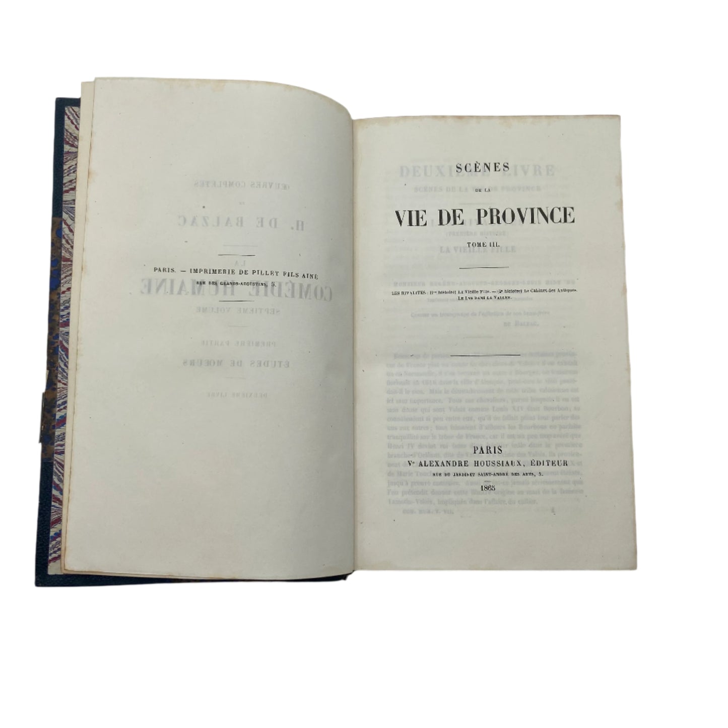 1865 " La Comédie Humaine " Balzac Blue Half Leather Book