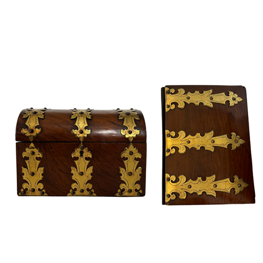 Antique English Rosewood Stationery Box and Blotter Pad