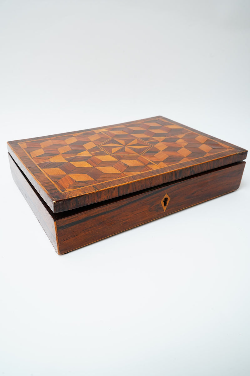 19th Century Antique Parquetry Inlaid Writing Box
