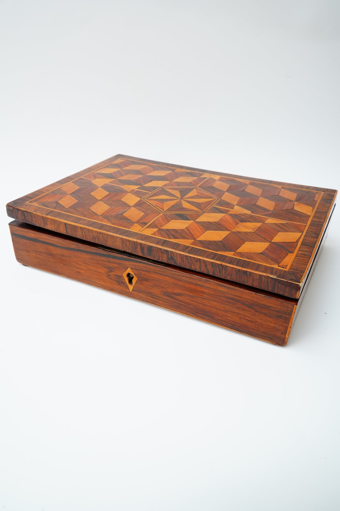 19th Century Antique Parquetry Inlaid Writing Box