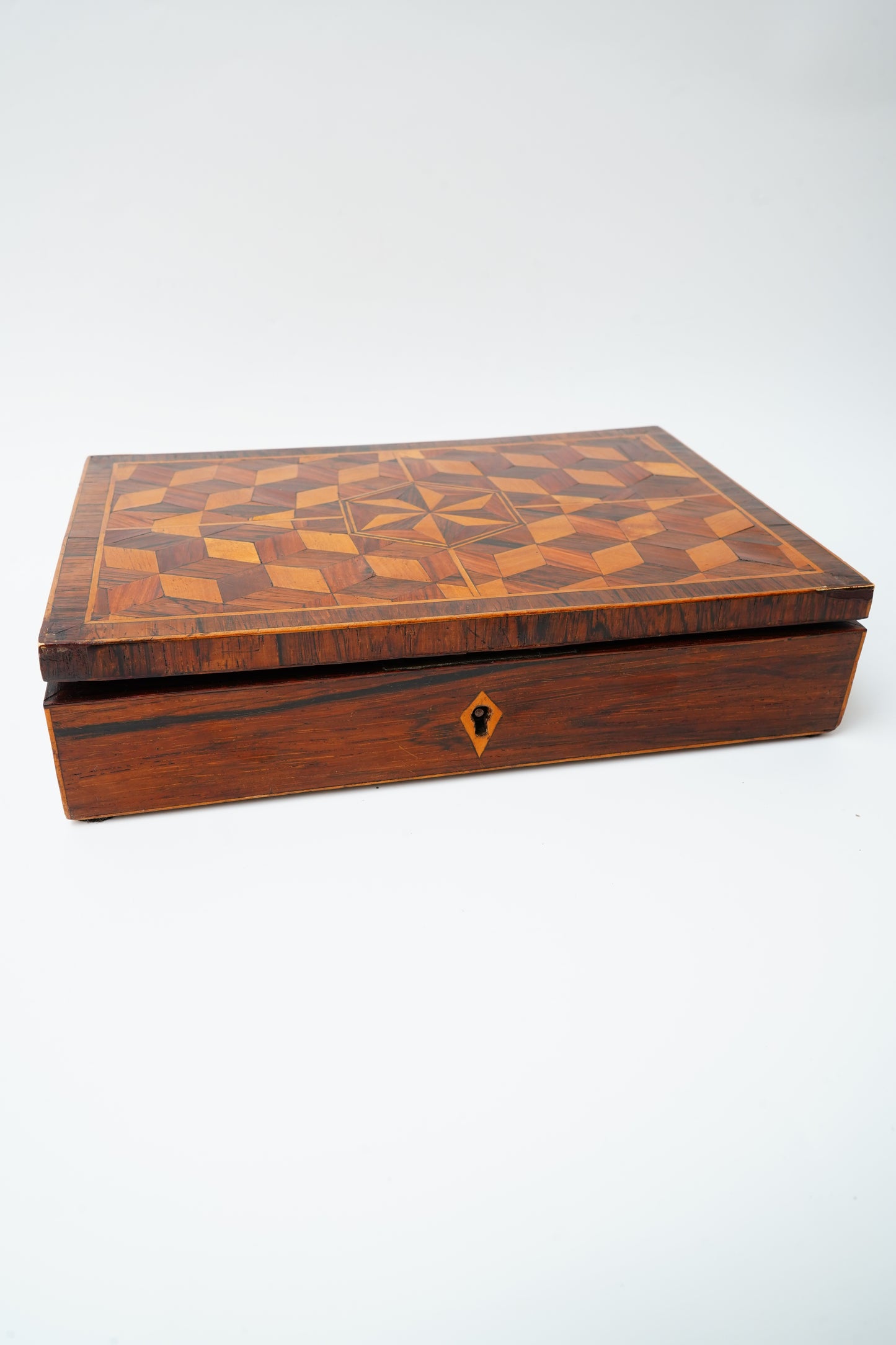 19th Century Antique Parquetry Inlaid Writing Box