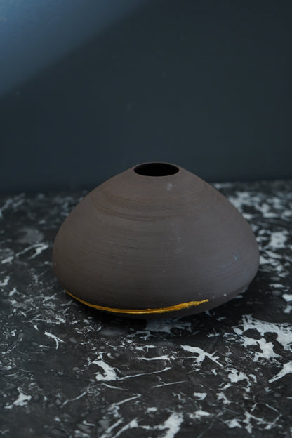 Studio Pottery Vase with Kintsugi-Style Gilded Repair | Signed by Artist, Organic Modern Form