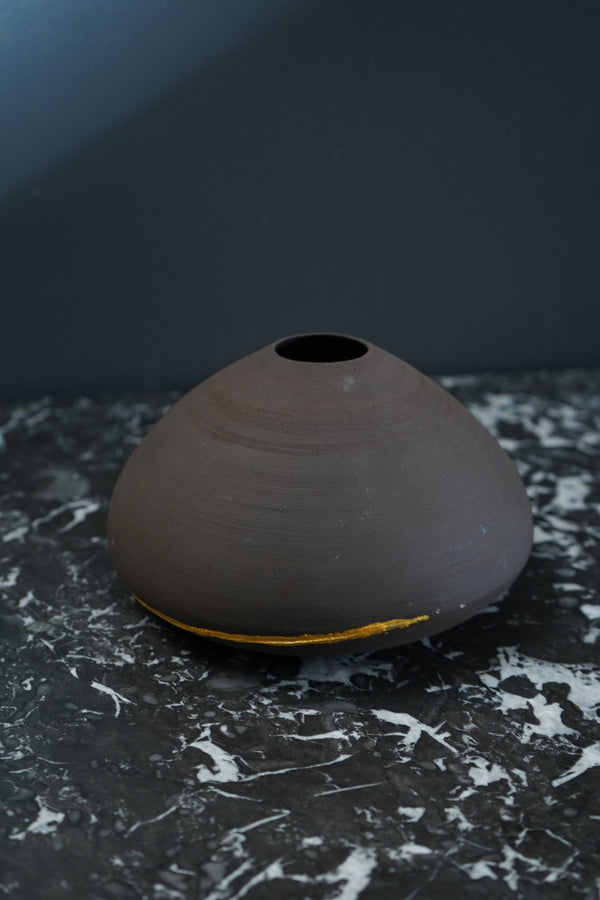 Studio Pottery Vase with Kintsugi-Style Gilded Repair | Signed by Artist, Organic Modern Form secondary view