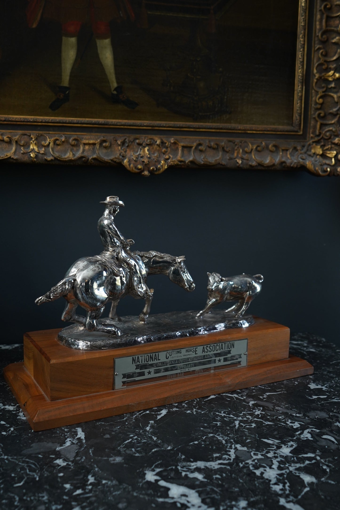 1975 National Cutting Horse Association Trophy – Western Equestrian Sculpture by Starlie