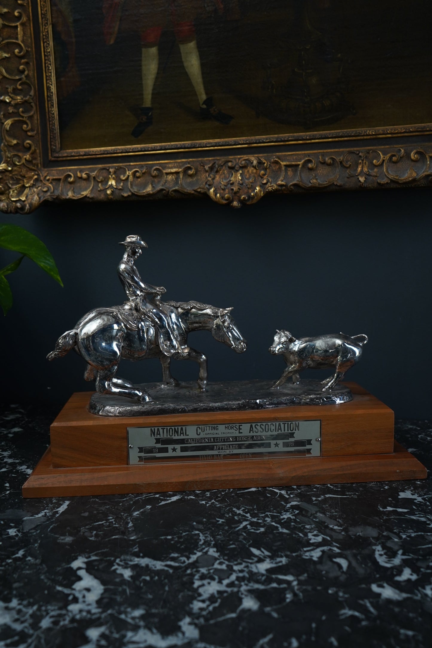 1975 National Cutting Horse Association Trophy – Western Equestrian Sculpture by Starlie