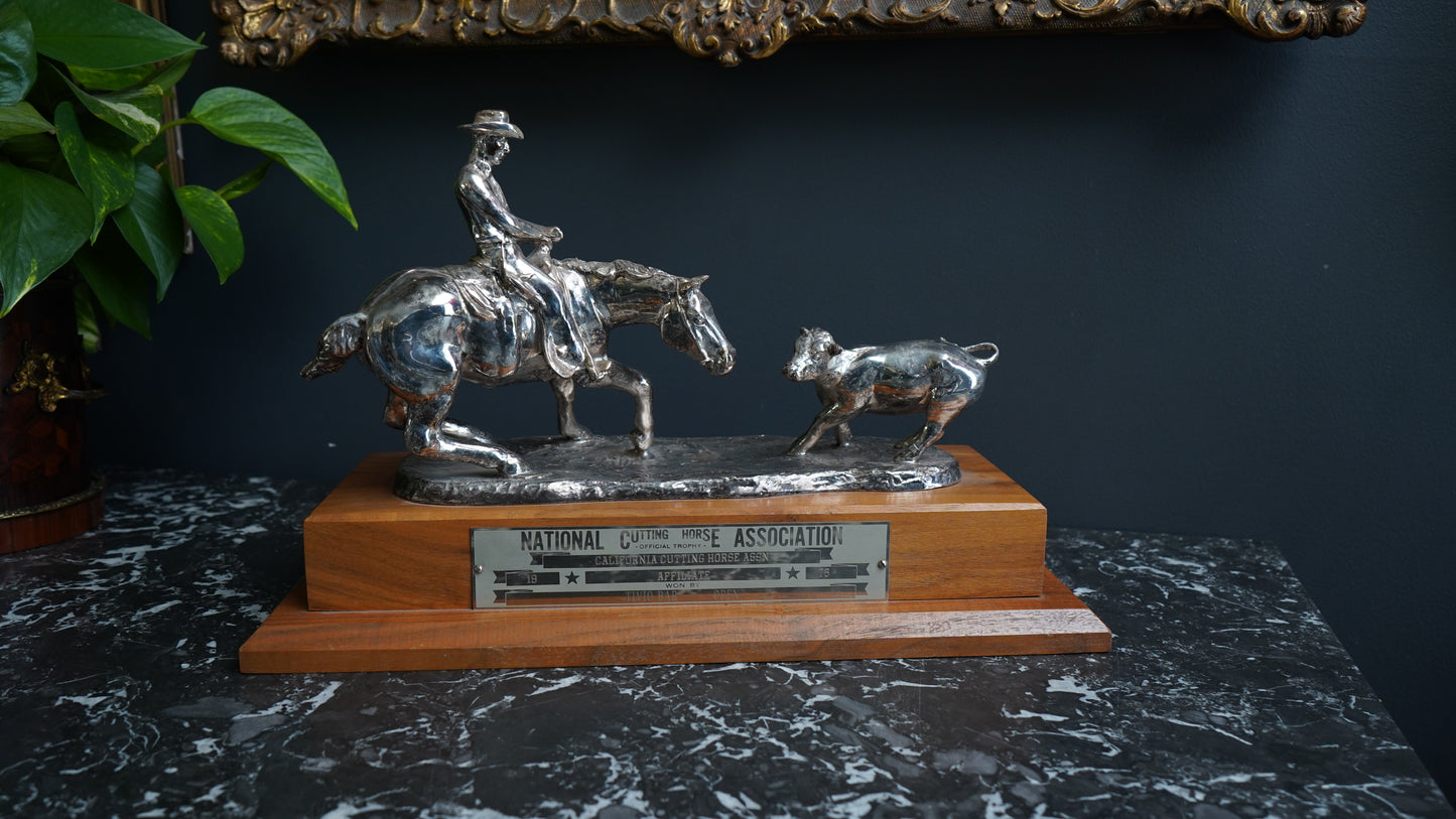 1975 National Cutting Horse Association Trophy – Western Equestrian Sculpture by Starlie