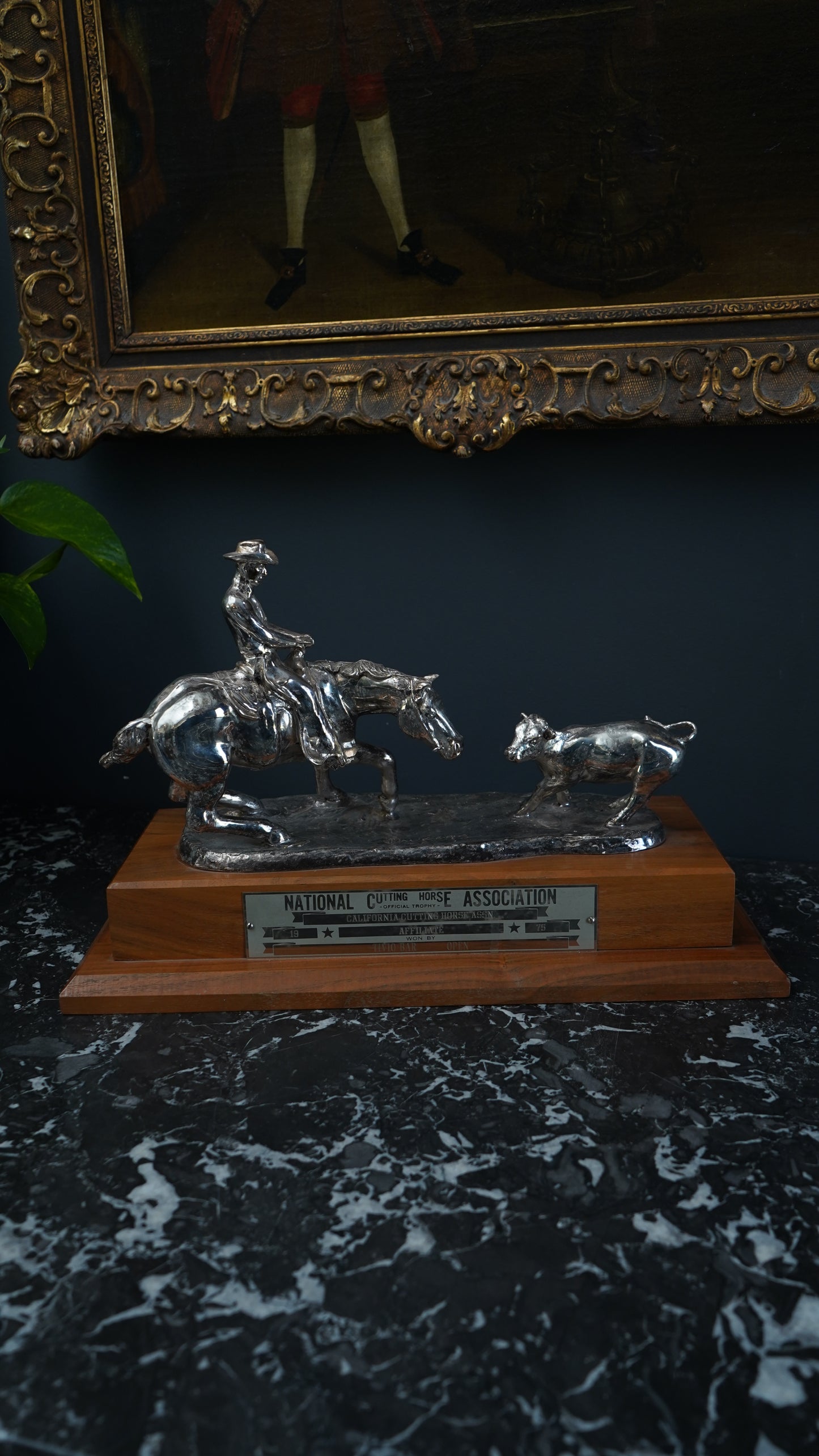 1975 National Cutting Horse Association Trophy – Western Equestrian Sculpture by Starlie