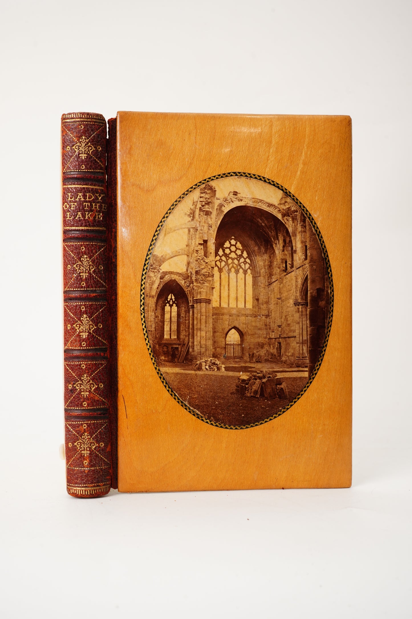 Antique Poetry Book Lady of the Lake Walter Scott Mauchline Binding