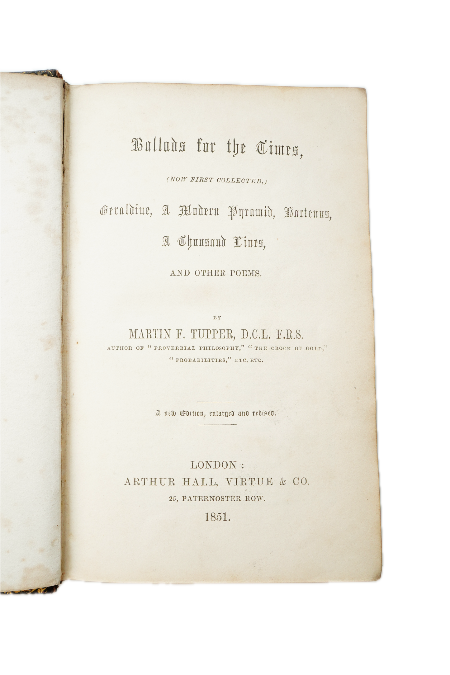 1851 Martin Tupper Ballads for the Times Gilt Leather Poetry