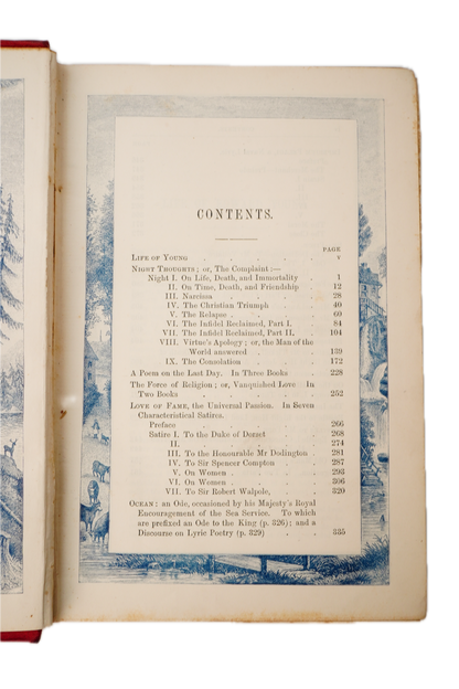 Antique Edward Young Poetical Works Illustrated Poetry Book