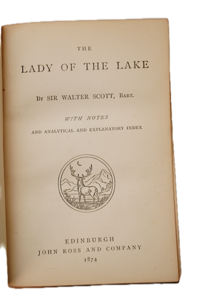 Antique Poetry Book Lady of the Lake Walter Scott Mauchline Binding