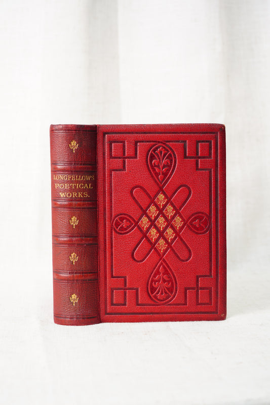 Antique Longfellow Poetry Book Red Leather 1869