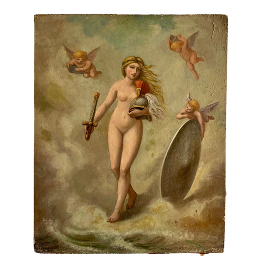 Early 20th Century Neoclassical Style Oil Painting, Unframed Mythological Painting