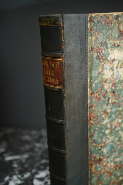Charles Dickens Oliver Twist & Martin Chuzzlewit Victorian Leather Book