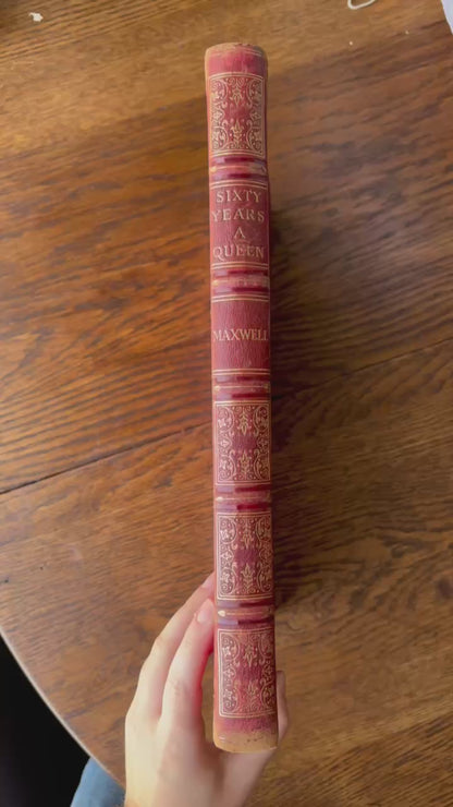 XL "Sixty Years a Queen" Half Red Moroccan Leather Book