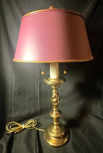Vintage Tole Metal Shade Bouillotte French Style Brass Lamp